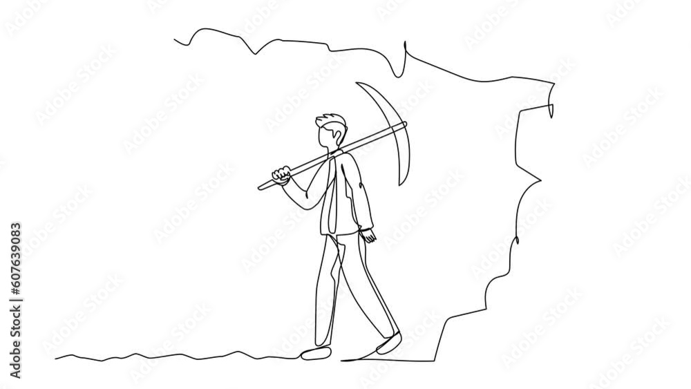 Aufkleber animated self drawing of continuous one line draw businessman give up before reach diamonds. worker 