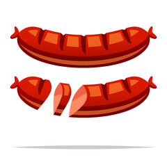 Delicious sausage vector isolated illustration
