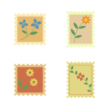 Classic postage stamp set. Vector illustration design or decoration