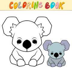 Koala coloring book or page for kids. Cute Koala black and white vector illustration