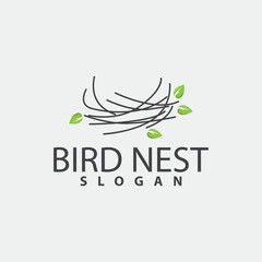 Bird Nest Logo, Bird House Shelter Vector, Modern Line Design Minimalist Style, Symbol Template Icon