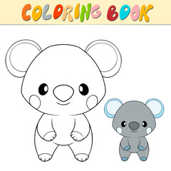 Koala coloring book or page for kids. Cute Koala black and white vector illustration