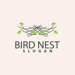 Bird Nest Logo, Bird House Shelter Vector, Modern Line Design Minimalist Style, Symbol Template Icon
