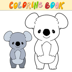 Obraz premium Koala coloring book or page for kids. Cute Koala black and white vector illustration