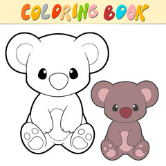 Obraz na płótnie Canvas Koala coloring book or page for kids. Cute Koala black and white vector illustration