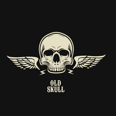 illustration vector of skull head in vintage style 