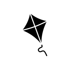 Kite black fill icon. Design element of Summer time vacation, vector illustration in trendy style. Editable graphic resources for many purposes. 