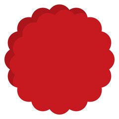 Blank red with white border label including square, rectangle, triangle, circle, ellipse and scalloped circle shapes. Flat design illustration.