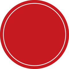 Blank red with white border label including square, rectangle, triangle, circle, ellipse and scalloped circle shapes. Flat design illustration.