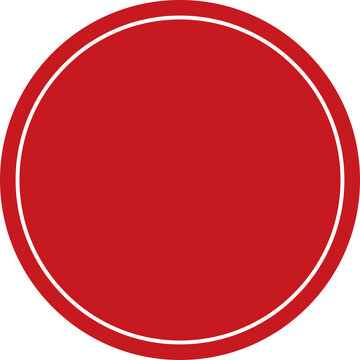 Blank red with white border label including square, rectangle, triangle, circle, ellipse and scalloped circle shapes. Flat design illustration.