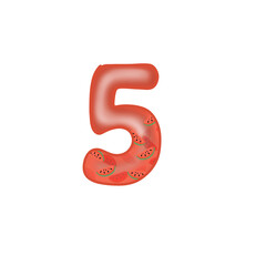 number 5.Number set element. Illutration.
