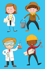 People in uniform indicating their occupations by the greatest graphics