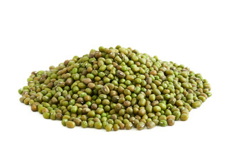 green mung bean vigna radiata isolated on white background. pile of green mung bean vigna radiata isolated. green mung bean vigna radiata isolated