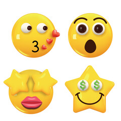 Set of 3d icon yellow color smile emoji. Set Icon Smile Emoji. Vector