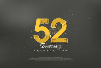 Anniversary number modern, premium vector background for 52nd anniversary. Premium vector for poster, banner, celebration greeting.