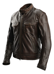 3D Black leather jacket isolated. Generative AI. - obrazy, fototapety, plakaty