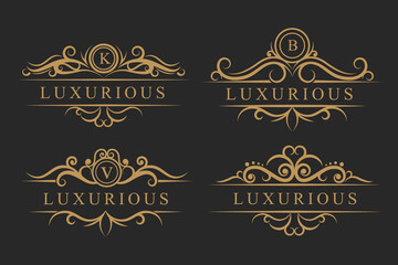 Elegant Minimalist Ornament Logo Template Luxury Ornament Wedding Decoration Business. Initial Brand Design.