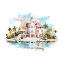 Bahamas Landscape White Background Illustration