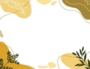 curve shape background decorated with minimalist style leaves