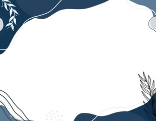 curve shape background decorated with minimalist style leaves