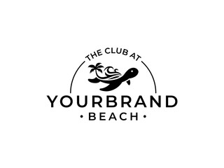 palm beach with turtle traveling logo. turtle island logo design template