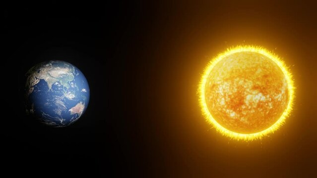 太陽からエネルギーを受け取る地球のイメージ動画