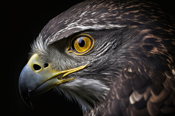 Fototapeta premium Eagle portrait on dark background. AI Generative