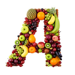 Naklejka na ściany i meble Alphabet from fresh vegetables and fruits, generative ai