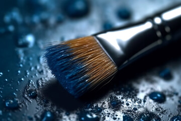 Fototapeta premium Makeup brushes on the table, Generative AI