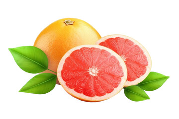Organic grapefruit with leaves, Generative AI