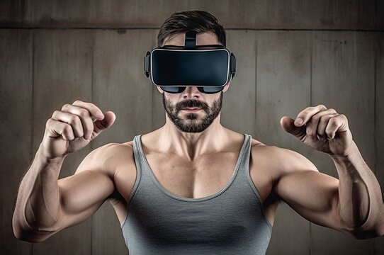 Luchador entrenando con gafas de realidad virtual