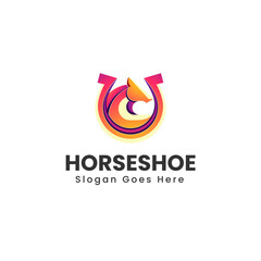 Vector Logo Illustration Horseshoe Gradient Colorful Style.