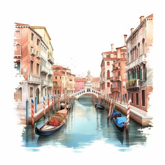 Obraz na płótnie Canvas Venice Landscape Illustration. Generative AI