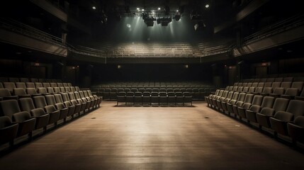 An Empty Theatre Lit With Stage Lights Generative AI