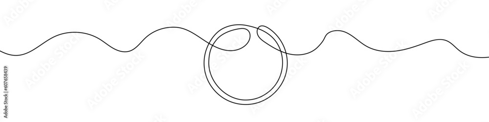 Poster round frame in continuous line drawing style. line art of round frame.