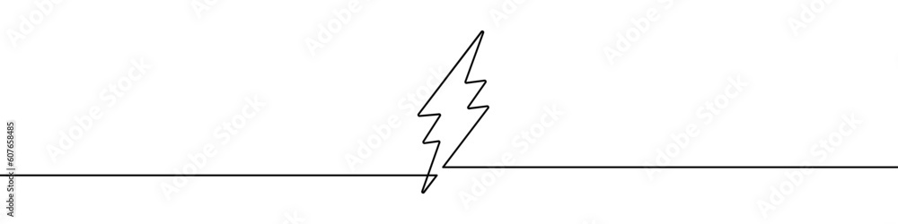 Poster lightning icon in continuous line drawing style. line art of lightning bolt icon.