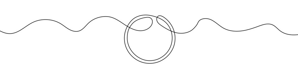 Round frame in continuous line drawing style. Line art of round frame.