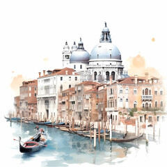 Obraz na płótnie Canvas Venice Landscape Illustration. Generative AI
