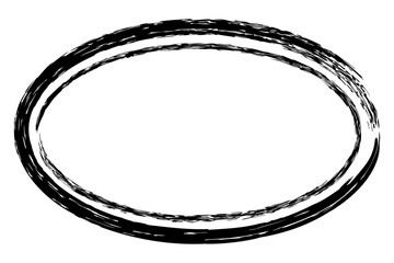 vector simple double line oval frame from black crayon, at white background
