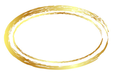 gold golden vector simple double line oval frame from crayon, at white background