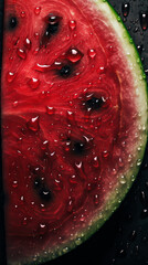 fresh watermelon with water drops background - generative ai
