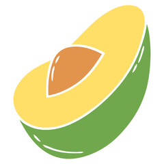 illustration of slice avocado