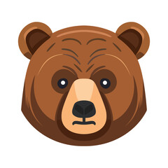 Bear head logo design. Abstract bear face isolated. Sad bear face