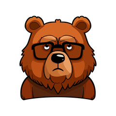 Bear head logo design. Abstract bear face isolated. Sad bear face