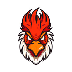 Rooster logo design. Cute rooster head. Image of a rooster in flat style