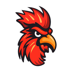 Rooster logo design. Cute rooster head. Image of a rooster in flat style © chekman