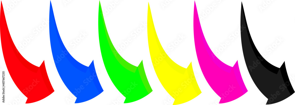 Poster arrow right icons set. color arrow symbols. collection curved arrows. modern flat simple arrows. rep