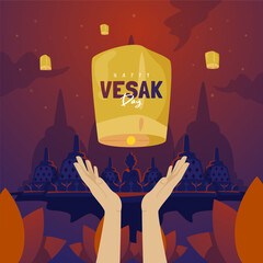 Hand flying lantern for Vesak Day festival
