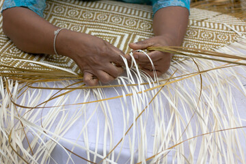 Bamboo weaving by Thai folk craftsmen