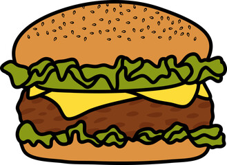 Beef Hamburger Illustration Vector